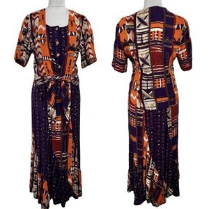 Vintage Boho Top & Maxi Skirt Set Size Small Island Tribal Hippie‎ Gypsy Whimsy